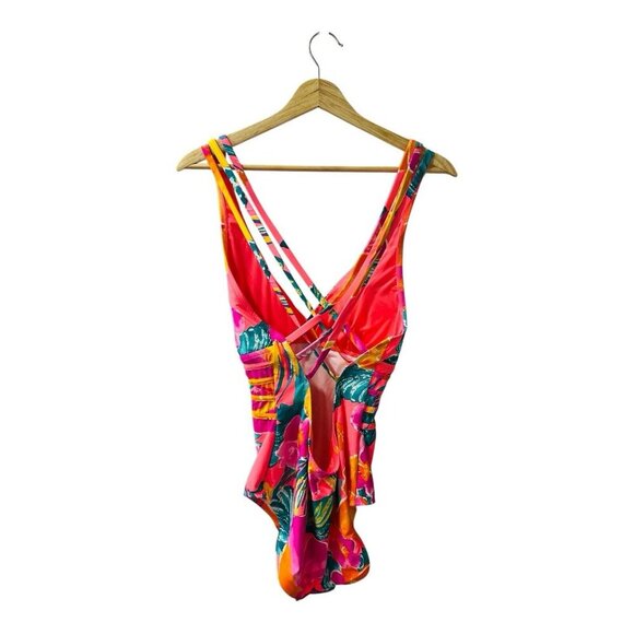 La Blanca Women's Pink Standard Twist Keyhole One Piece Swimsuit Push-Up Size 14 - Picture 3 of 9